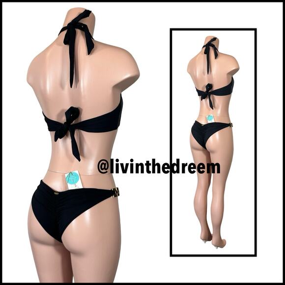 NWT Beach Bunny Bikini SHORELINES Chain Side Hip Skimpy Monokini L $185 - Picture 9 of 15